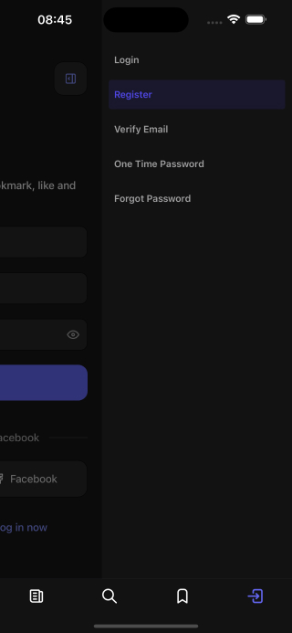 Auth Sidebar dark screen