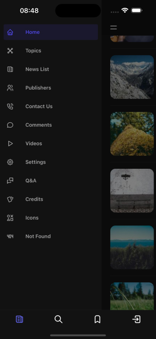 Main Sidebar dark screen