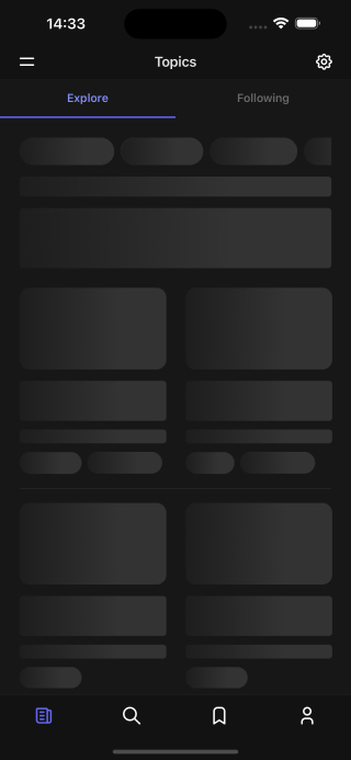 Topics Explore Loading dark screen